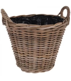 Cache-pot Rond En Rotin Tressé - 39x39x30cm