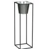Cache-pot Sur Pied En Métal Noir Et Pot Argenté - Hauteur 80cm -Produits Menagers Boutique cache pot sur pied en metal noir et pot argente hauteur 80cm