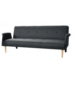 Canapé Convertible Tissu Gris Foncé 3 Places