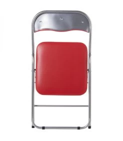 Chaise D'appoint Pliable En Métal Chromé Et Similicuir Rouge - 44x46x78cm -Produits Menagers Boutique chaise d appoint pliable en metal chrome et similicuir rouge 44x46x78cm 5