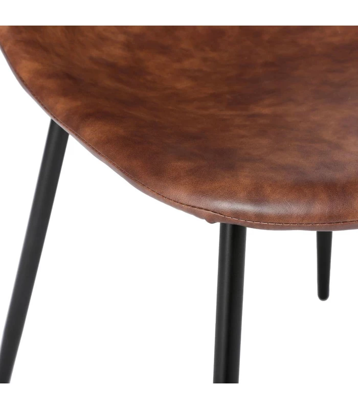 ATMOSPHERA Chaise En Similicuir Marron Et Pieds En Métal Noir 43x53x80cm 4 ATMOSPHERA Chaise En Similicuir Marron Et Pieds En Métal Noir 43x53x80cm – Image 2