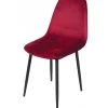 Chaise En Velours Rouge Pieds En Métal Noir - 44x53x88cm -Produits Menagers Boutique chaise en velours rouge pieds en metal noir 44x53x88cm