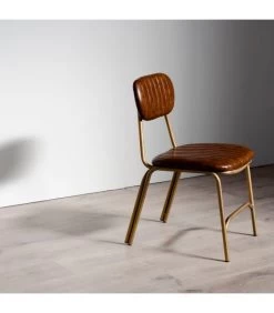 Chaise Vintage Esprit Bistrot En Similicuir Marron - 44x55x73cm -Produits Menagers Boutique chaise esprit bistrot en similicuir marron 44x55x73cm 2