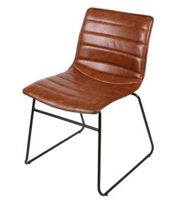 Chaise Vintage En Similicuir Marron