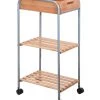 Charriot De Rangement Pour Salle De Bain En Métal Et Bambou -Produits Menagers Boutique charriot de rangement pour salle de bain en metal et bambou