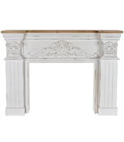 Cheminée Décorative Classique En Bois Bicolore Bois Et Blanc - L144cm