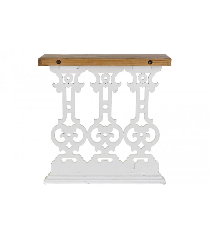 Console Classique En Bois Blanc Et Plateau Bois 5 Console Classique En Bois Blanc Et Plateau Bois – Image 3