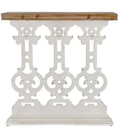 Console Classique En Bois Blanc Et Plateau Bois
