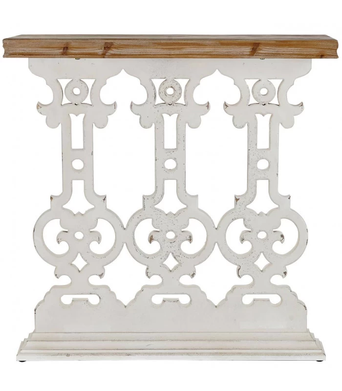 Console Classique En Bois Blanc Et Plateau Bois 3 Console Classique En Bois Blanc Et Plateau Bois