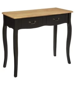 ATMOSPHERA Console Classique Noir Et Bois 2 Tiroirs 87x34x78cm