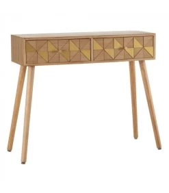 Console D'Entrée 2 Tiroirs Bois Et Doré Origami