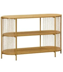 Console D'entrée En Bois, Métal Et Corde 3 Plateaux 142x42x80cm