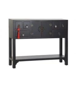 Console En Bois Noir Style Oriental - 95x24x79cm