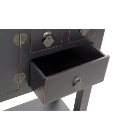 Console En Bois Noir Style Oriental - 95x24x79cm -Produits Menagers Boutique console en bois noir style oriental 95x24x79cm 3