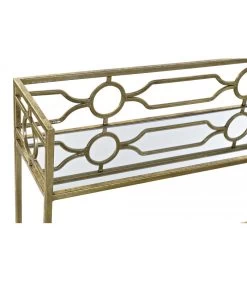 Console Étagère En Métal Doré Et 2 Plateaux Miroirs - 127x23x90cm -Produits Menagers Boutique console en metal dore et 2 plateaux miroirs 127x23x90cm 3