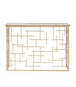 Console En Métal Doré Et Plateau - 115.50cm