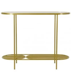 Console En Métal Doré Et Plateau En Verre Cannage - 99.5x38x80cm -Produits Menagers Boutique console en metal dore et plateau en verre cannage 995x38x80cm 2