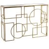 Console En Métal Doré Et Plateau Miroir Géométrique - 110x31x79cm -Produits Menagers Boutique console en metal dore et plateau miroir geometrique 110x31x79cm