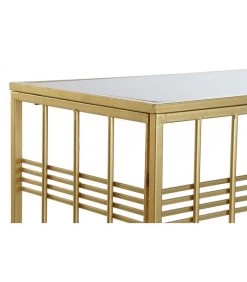 Console En Métal Doré Et Plateau Verre Noir - 120x40x81cm -Produits Menagers Boutique console en metal dore et plateau verre noir 120x40x81cm 2