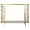 Console En Métal Doré Mat Et 2 Plateaux En Verre Fumé - 106.5x32x79.5cm -Produits Menagers Boutique console en metal dore mat et 2 plateaux en verre fume 1065x32x795cm