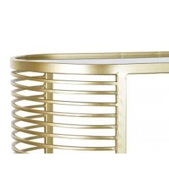 Console En Métal Doré Mat Et 2 Plateaux En Verre Fumé - 106.5x32x79.5cm -Produits Menagers Boutique console en metal dore mat et 2 plateaux en verre fume 1065x32x795cm 2