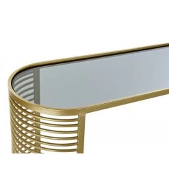 Console En Métal Doré Mat Et 2 Plateaux En Verre Fumé - 106.5x32x79.5cm -Produits Menagers Boutique console en metal dore mat et 2 plateaux en verre fume 1065x32x795cm 3