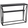 Console En Métal Et Bois Noir 2 Plateaux 100x30x75cm -Produits Menagers Boutique console en metal et bois noir 2 plateaux 100x30x75cm