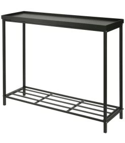 Console En Métal Noir 2 étagères 75x23x60cm
