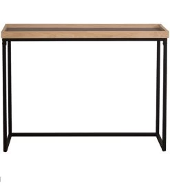 Console En Métal Noir Et Bois 100x30x75.5cm -Produits Menagers Boutique console en metal noir et bois 100x30x755cm 2