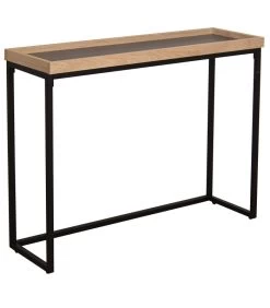 Console En Métal Noir Et Bois 100x30x75.5cm