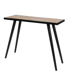 Console Plateau Avec Motifs Noir Et Bois Chelsea - 100x35x78cm