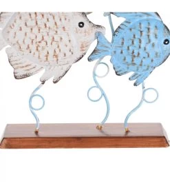 Décoration à Poser Métal Bord De Mer 3 Poissons - 22x8.5x31cm -Produits Menagers Boutique decoration a poser metal bord de mer 3 poissons 22x85x31cm 2