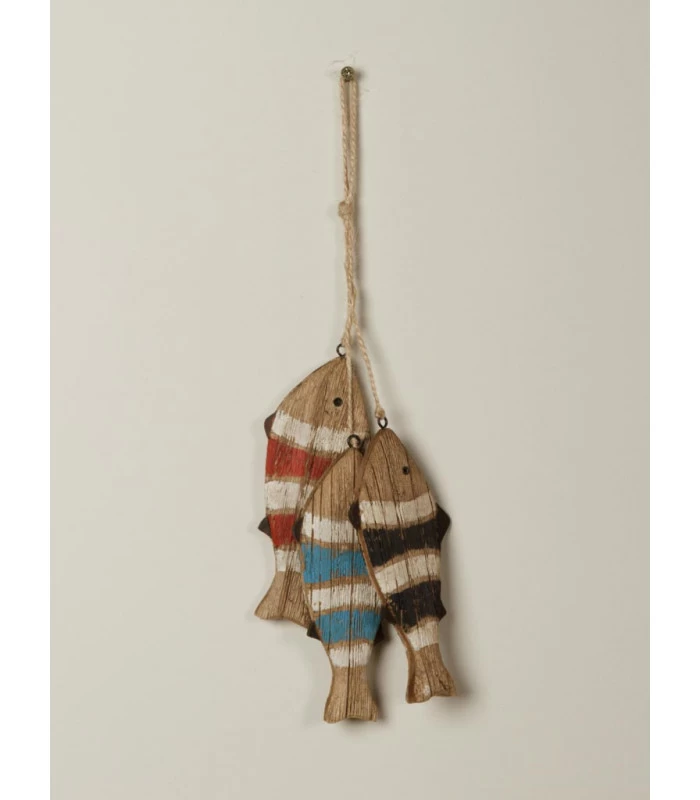 Décoration Murale En Bois Trois Poissons Multicolores – Image 2