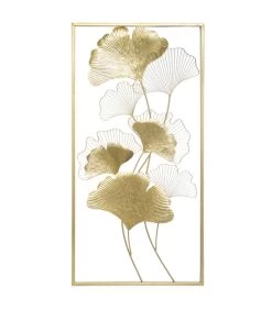 ATMOSPHERA Décoration Murale En Métal Doré Gingko 50x100cm
