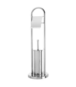 Dérouleur Papier Toilette Et Brosse WC Métal Chromé