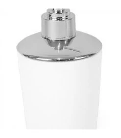 Distributeur De Savon Blanc Et Chrome - 7.5x7.5x17cm -Produits Menagers Boutique distributeur de savon blanc et chrome 75x75x17cm 2