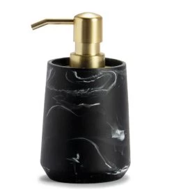 Distributeur De Savon En Polyrésine Noire Effet Marbre Et Métal Doré