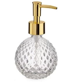 Distributeur De Savon En Verre Et ABS Doré Boule - 200ml