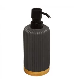 Distributeur De Savon Noir Et Bambou - 7x18cm