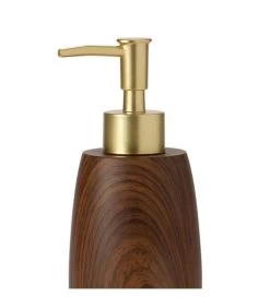 Distributeur De Savon Résine Effet Bois Et Doré -Produits Menagers Boutique distributeur de savon resine effet bois et dore 1