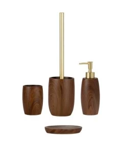 Distributeur De Savon Résine Effet Bois Et Doré -Produits Menagers Boutique distributeur de savon resine effet bois et dore 2