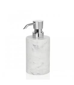 Distributeur De Savon Rond Résine Effet Marbre Blanc