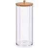 Distributeur Disques De Coton Transparent Et Bambou 7x7x19cm