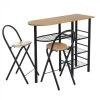 Ensemble Table Bar, Tabourets, Desserte Pour Petite Cuisine Bois Et Noir -Produits Menagers Boutique ensemble table bar tabourets desserte pour petite cuisine bois et noir