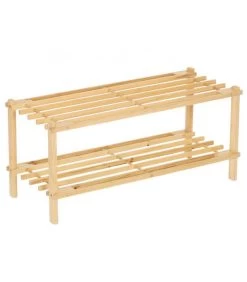 Étagère à Chaussures 2 étages En Sapin 64x26x29.5cm