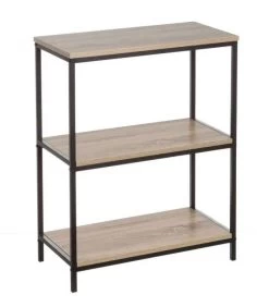 Étagère Basse Métal Noir Et Bois - Hauteur 76cm