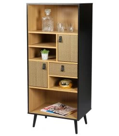 Étagère Bibliothèque Avec Motifs Bois Et Noir Chelsea - 60x40x140cm