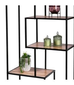 Étagère Bibliothèque En Métal Noir Et Bois 6 étagères 77x33x185cm -Produits Menagers Boutique etagere bibliotheque en metal noir et bois 6 etageres 77x33x185cm 2