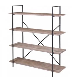 Étagère Bois Et Métal Noir 4 Étages - Hauteur 140cm