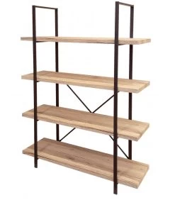 Étagère Bois MDF Et Métal Noir 4 Étages - Hauteur 140cm
